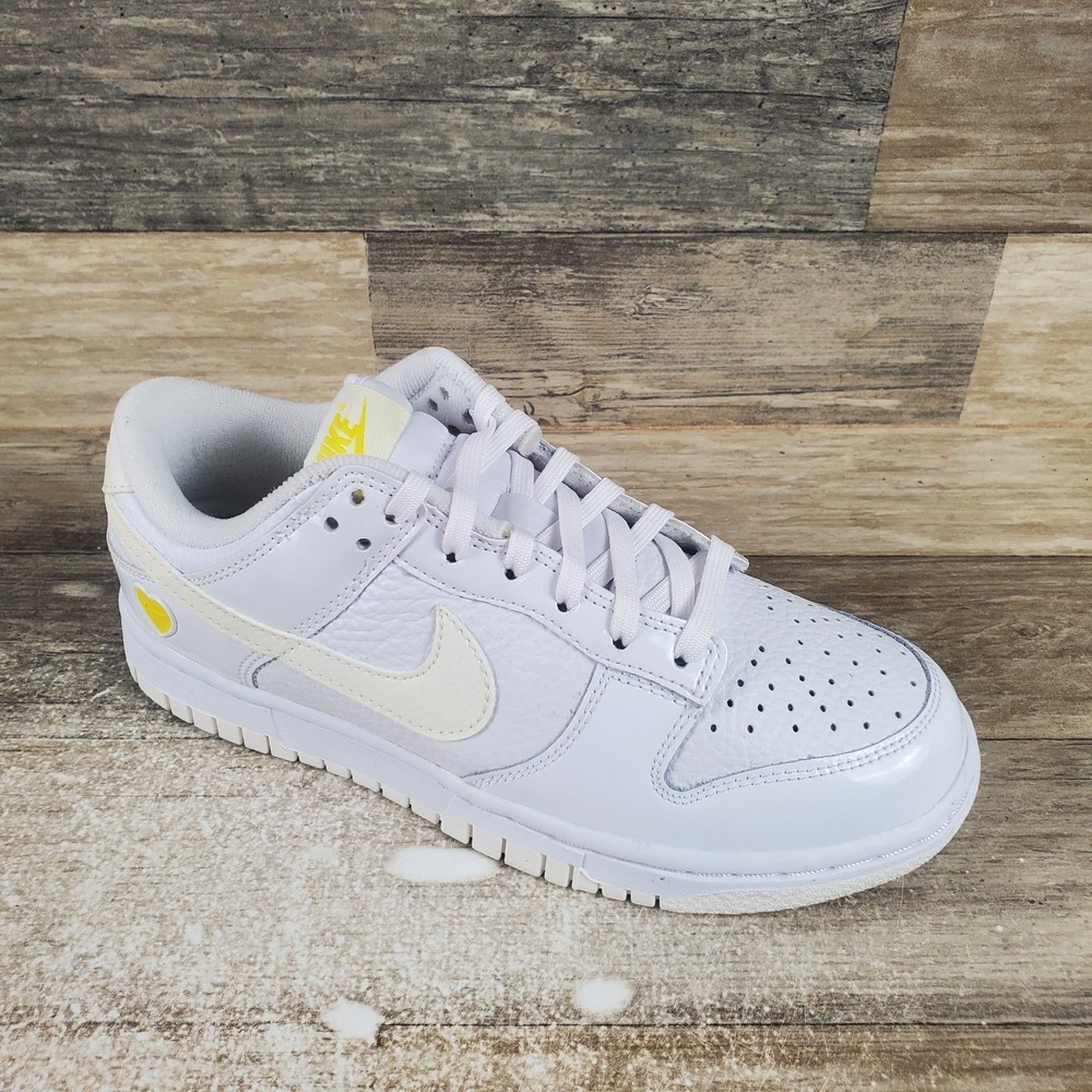 Nike Dunk Low Womens Shoes Sz 5.5 Athletic White Yellow Leather Running Sneakers